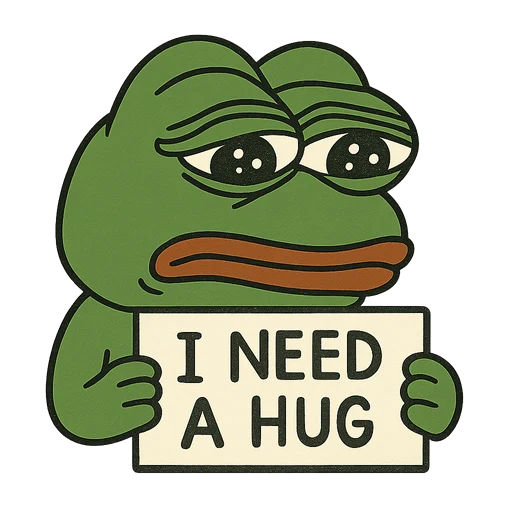 Preview of I Need a Hug Pepe iMessage sticker